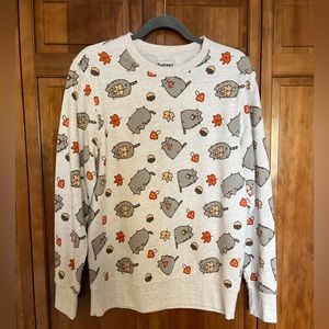 Pusheen- Beige Fall Themed Crew Neck Sweatshirt